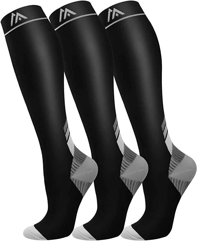 Fuelmefoot 3 Pairs Knee High Gradient Compression Socks (15-20mmHg)