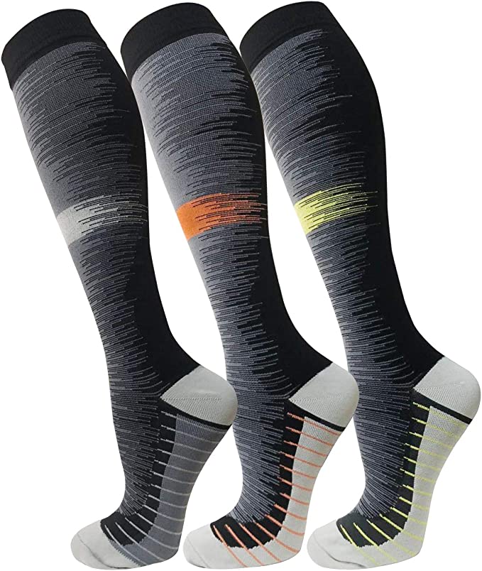 Fuelmefoot 3 Pairs Knee High Gradient Compression Socks (20-30mmHg)