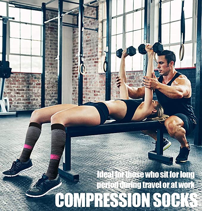 Fuelmefoot 3 Pairs Knee High Gradient Compression Socks (20-30mmHg)