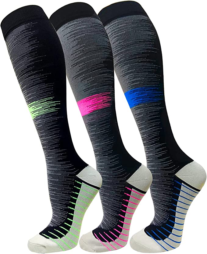 Fuelmefoot 3 Pairs Knee High Gradient Compression Socks (20-30mmHg)