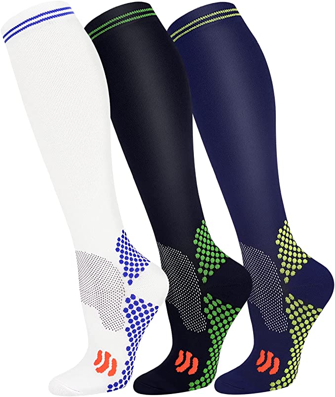 Fuelmefoot 3 Pairs Pattern Knee High Compression Socks (15-20mmHg)