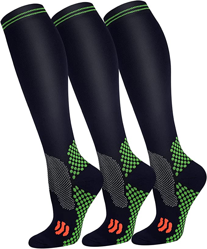 Fuelmefoot 3 Pairs Pattern Knee High Compression Socks (15-20mmHg)