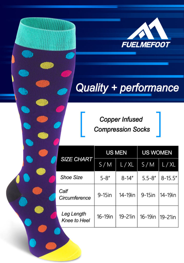 FMF color polka dot compression stockings (20-30mmHg) – FuelMeFoot
