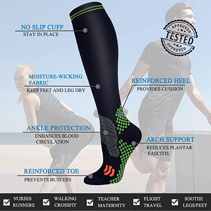Fuelmefoot 3 Pairs Pattern Knee High Compression Socks (15-20mmHg)