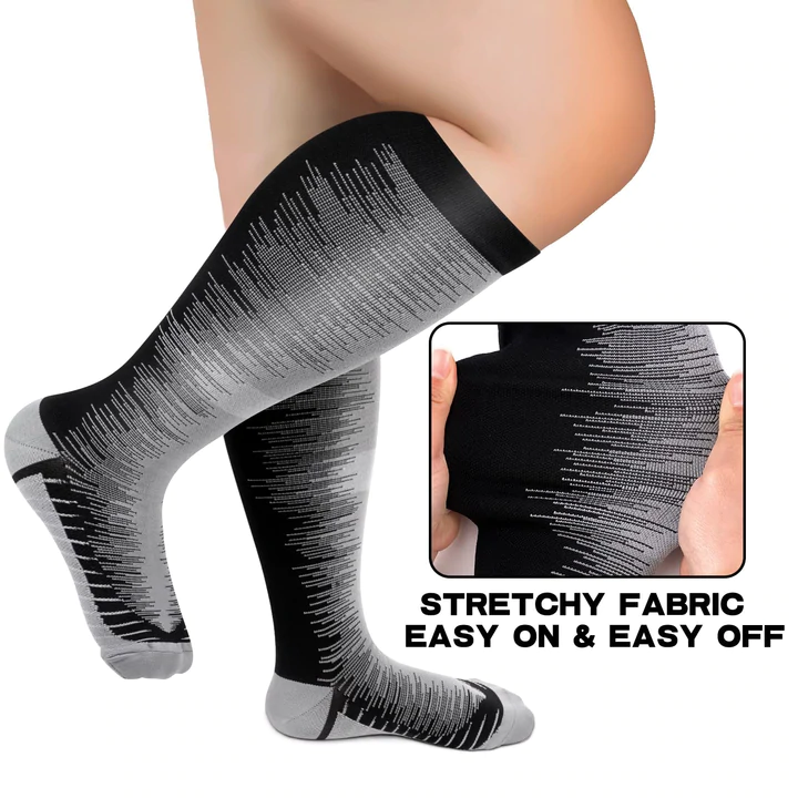 FMF Grey Big Calf Compression Socks for Man and Woman (20-30 mmHG）
