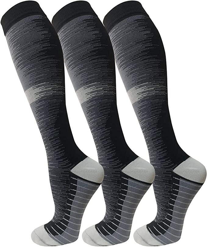 Fuelmefoot 3 Pairs Knee High Gradient Compression Socks (20-30mmHg)