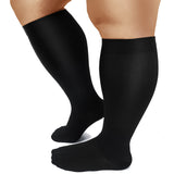 FMF Black Big Calf Compression Socks for Man and Woman (15-20 mmHG）