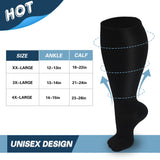 FMF Black Big Calf Compression Socks for Man and Woman (15-20 mmHG)