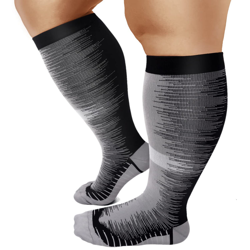 FMF Grey Big Calf Compression Socks for Man and Woman (20-30 mmHG）