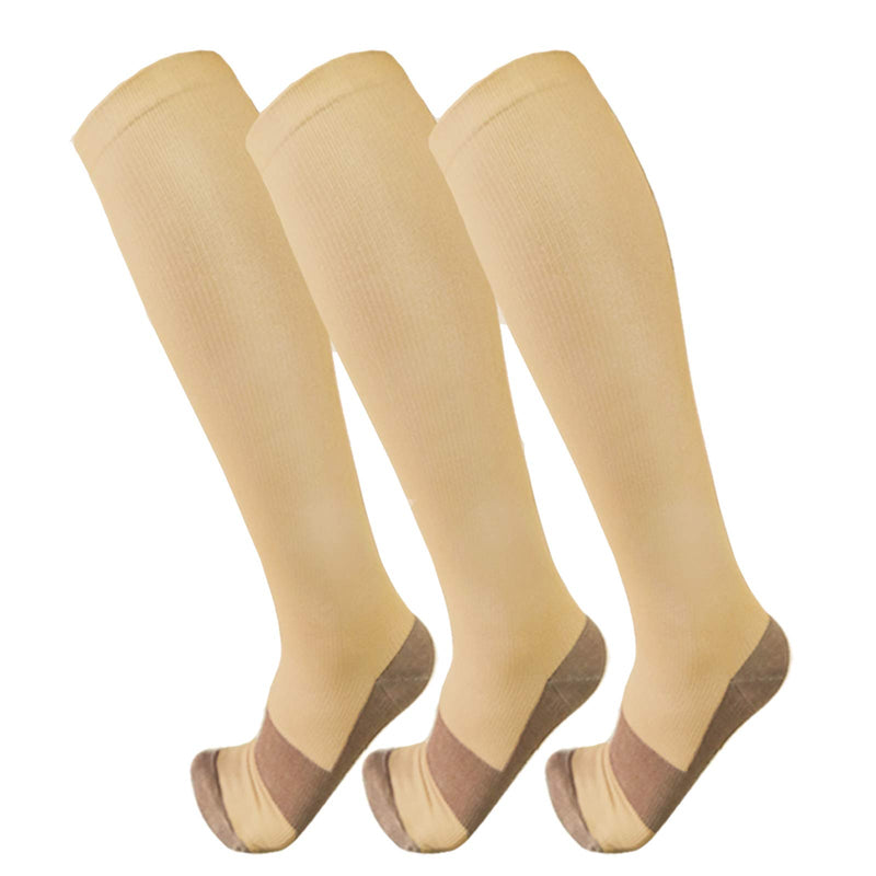 Fuelmefoot 3 Pairs Knee High Compression Socks Women & Men (15-20mmHg)