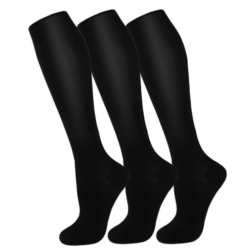 Fuelmefoot 3 Pairs Knee High Copper Compression Socks Women & Men (15-20mmHg)